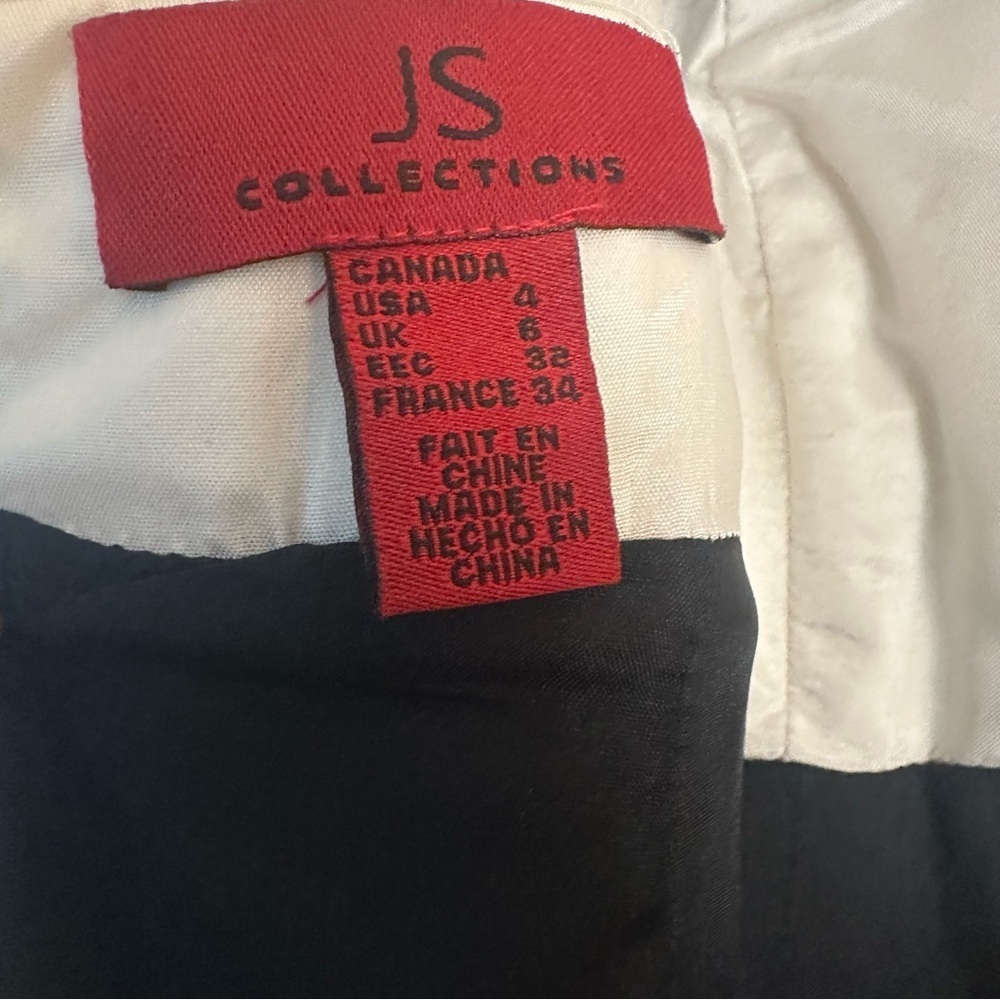 JS Collections Black & White Pleated Bodice Formal Gown Women’s Size 4 - Picture 7 of 16